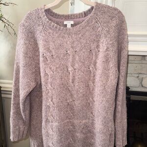 J Jill Pure Jill Wool Blend Lilac Kangaroo Pocket Long Sleeve Tunic Sweater XL
